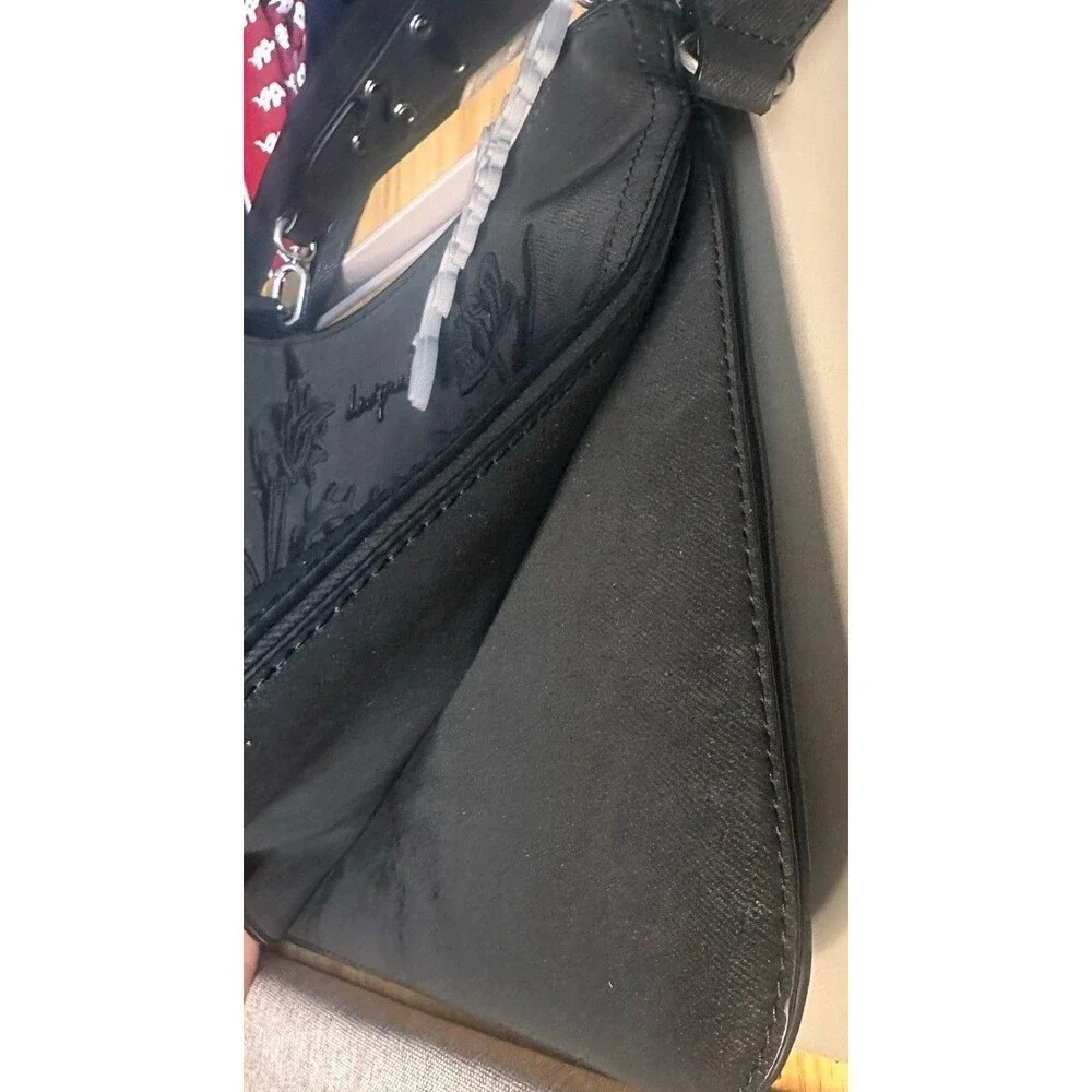 Desigual Black Floral Embroidered Shoulder Bag Adjustable Strap 25WAXP40